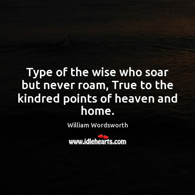 Type of the wise who soar but never roam, True to the kindred points of heaven and home. Image