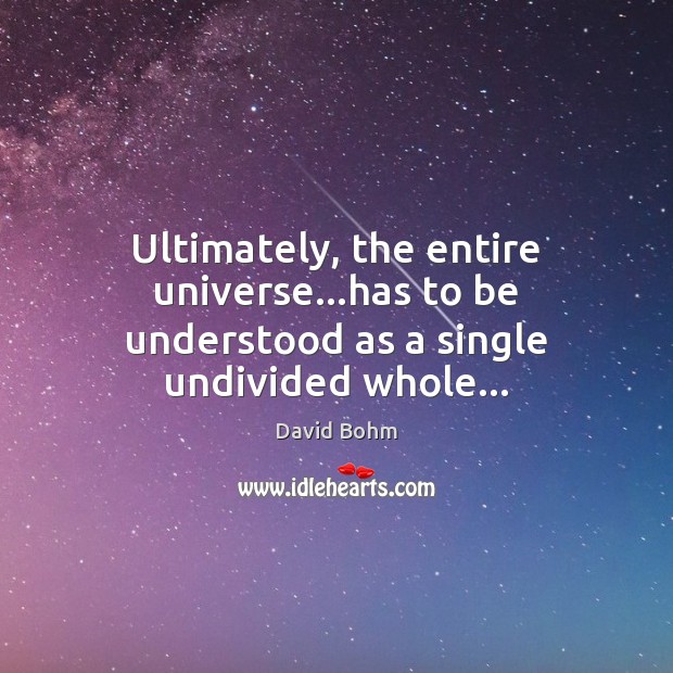 Ultimately, the entire universe…has to be understood as a single undivided whole… Image