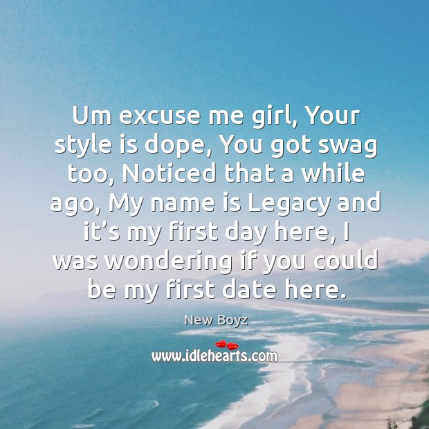 Um excuse me girl, your style is dope, you got swag too, noticed that a while ago. New Boyz Picture Quote