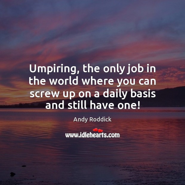Umpiring, the only job in the world where you can screw up Andy Roddick Picture Quote