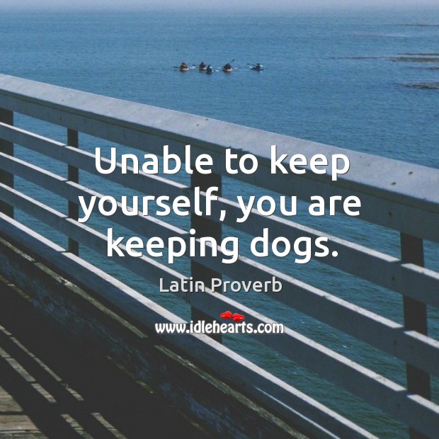 Unable to keep yourself, you are keeping dogs. Latin Proverbs Image