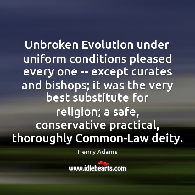 Unbroken Evolution under uniform conditions pleased every one — except curates and Henry Adams Picture Quote