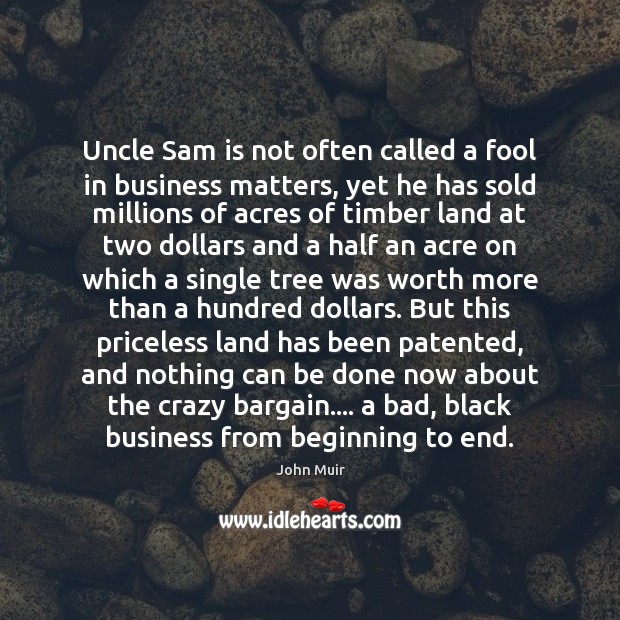 Uncle Sam is not often called a fool in business matters, yet John Muir Picture Quote