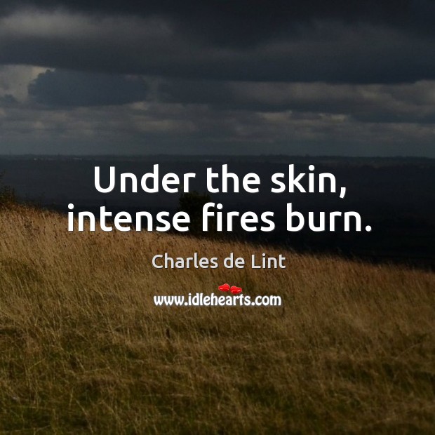 Under the skin, intense fires burn. Charles de Lint Picture Quote