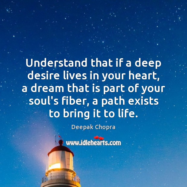 Understand that if a deep desire lives in your heart, a dream Deepak Chopra Picture Quote