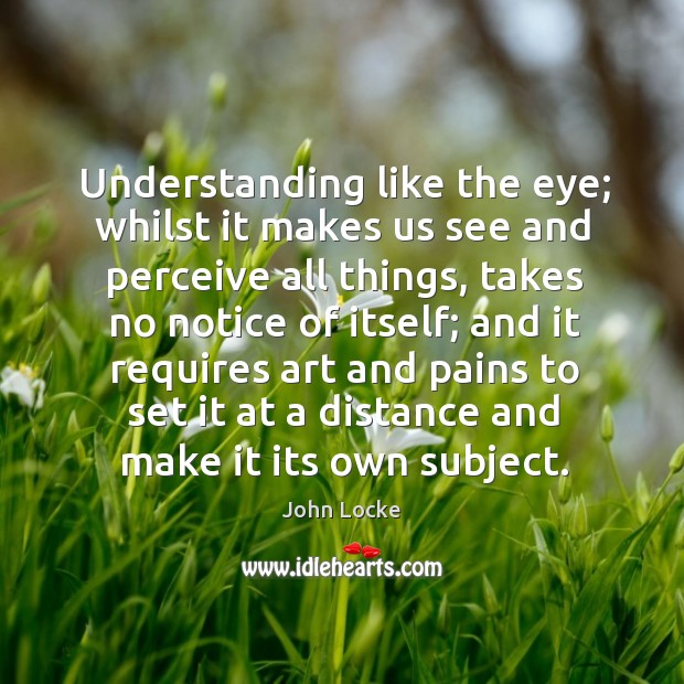 Understanding like the eye; whilst it makes us see and perceive all John Locke Picture Quote