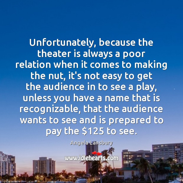 Unfortunately, because the theater is always a poor relation when it comes Angela Lansbury Picture Quote