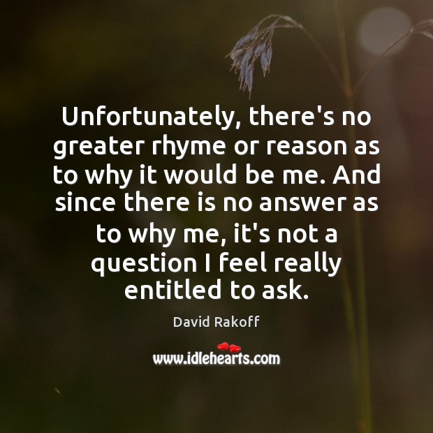 Unfortunately, there’s no greater rhyme or reason as to why it would David Rakoff Picture Quote