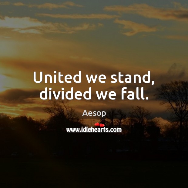 United we stand, divided we fall. Aesop Picture Quote
