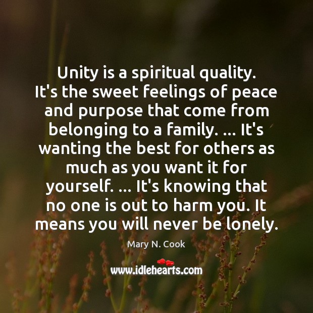 Unity is a spiritual quality. It’s the sweet feelings of peace and Lonely Quotes Image