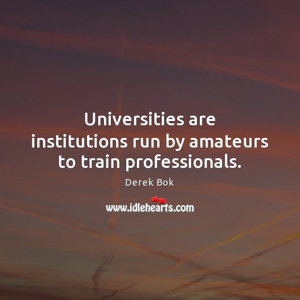 Universities are institutions run by amateurs to train professionals. Derek Bok Picture Quote