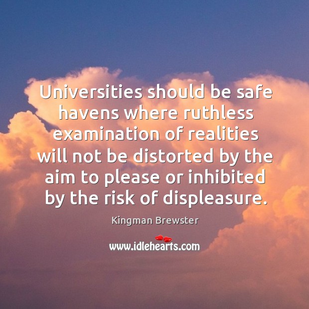 Universities should be safe havens where ruthless examination of realities will not be Kingman Brewster Picture Quote