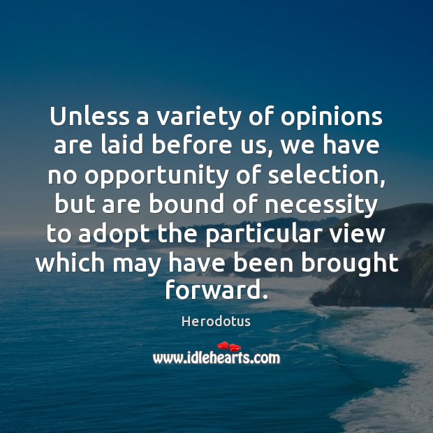 Unless a variety of opinions are laid before us, we have no Herodotus Picture Quote
