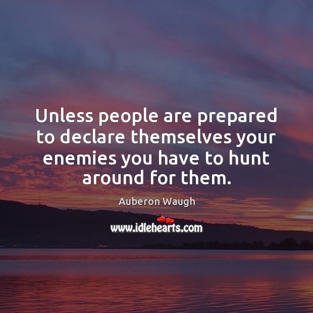 Unless people are prepared to declare themselves your enemies you have to Auberon Waugh Picture Quote