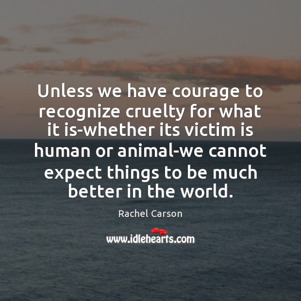 Unless we have courage to recognize cruelty for what it is-whether its Rachel Carson Picture Quote