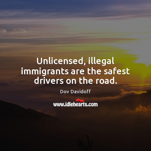 Unlicensed, illegal immigrants are the safest drivers on the road. Dov Davidoff Picture Quote