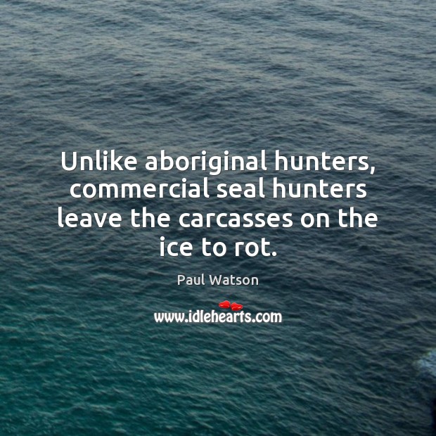 Unlike aboriginal hunters, commercial seal hunters leave the carcasses on the ice to rot. Paul Watson Picture Quote