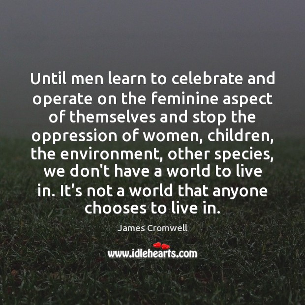 Until men learn to celebrate and operate on the feminine aspect of Celebrate Quotes Image