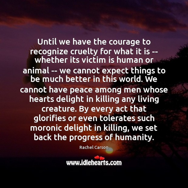 Until we have the courage to recognize cruelty for what it is Rachel Carson Picture Quote