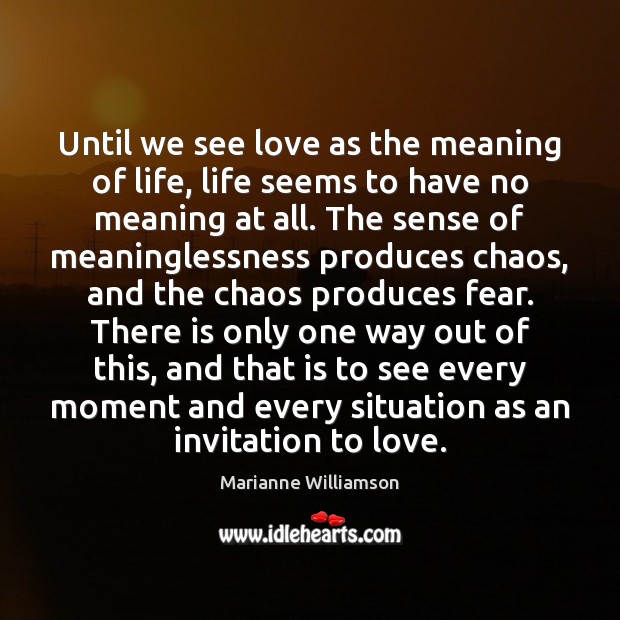 Until we see love as the meaning of life, life seems to Marianne Williamson Picture Quote