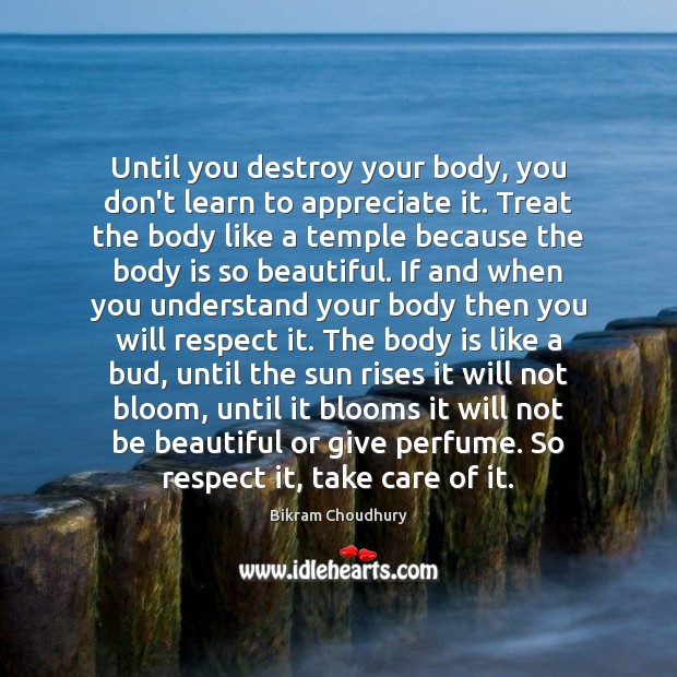 Until you destroy your body, you don’t learn to appreciate it. Treat Appreciate Quotes Image