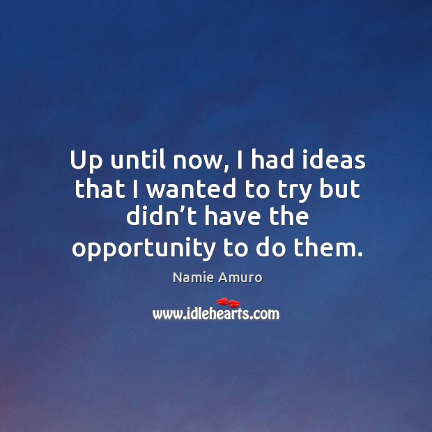 Up until now, I had ideas that I wanted to try but didn’t have the opportunity to do them. Opportunity Quotes Image