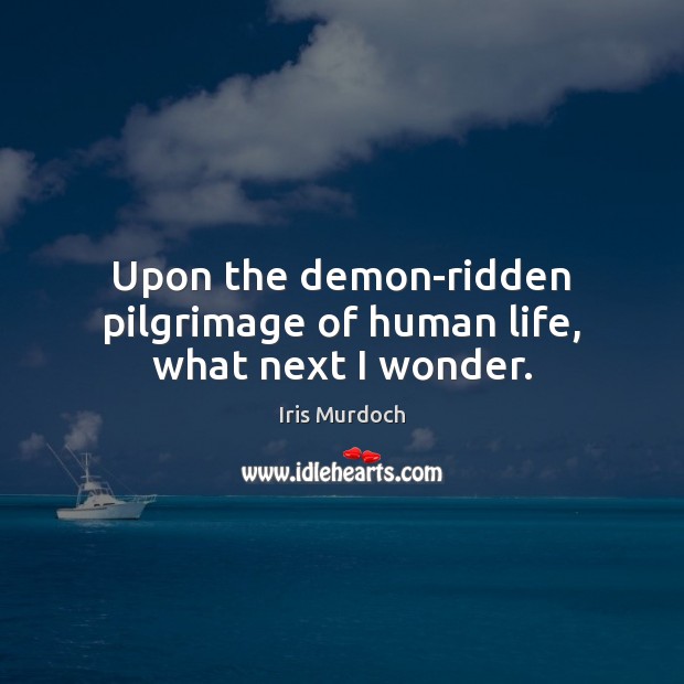 Upon the demon-ridden pilgrimage of human life, what next I wonder. Iris Murdoch Picture Quote