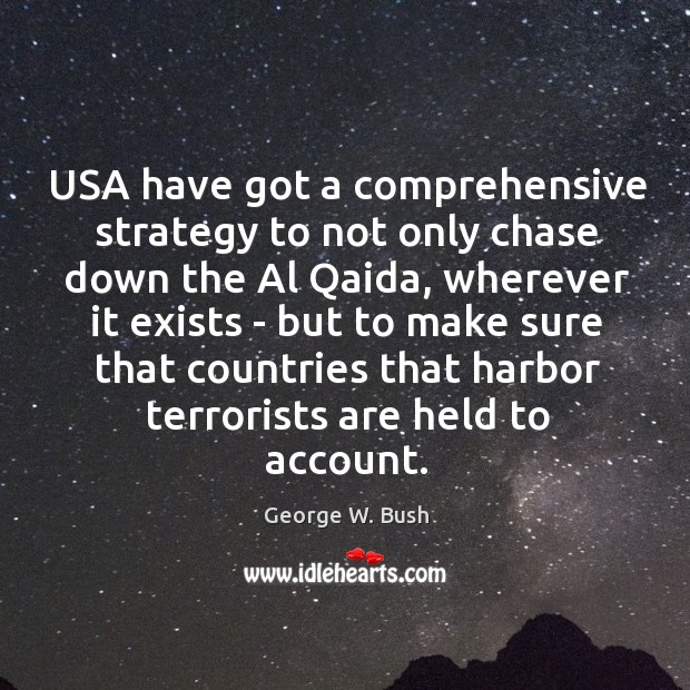 USA have got a comprehensive strategy to not only chase down the George W. Bush Picture Quote