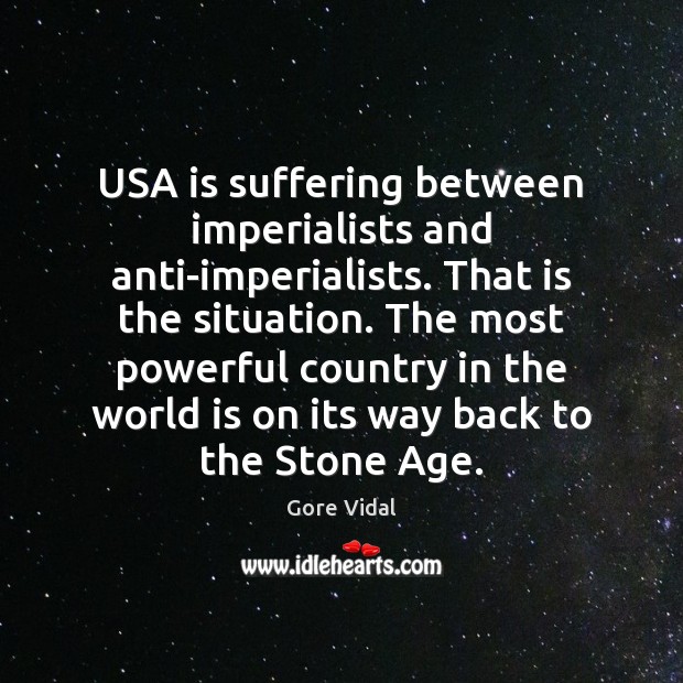 USA is suffering between imperialists and anti-imperialists. That is the situation. The Gore Vidal Picture Quote