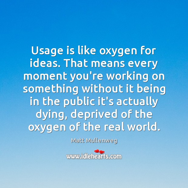 Usage is like oxygen for ideas. That means every moment you’re working Matt Mullenweg Picture Quote