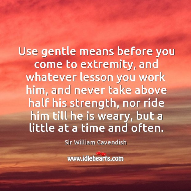 Use gentle means before you come to extremity, and whatever lesson you work him Image