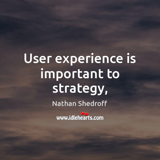 User experience is important to strategy, Nathan Shedroff Picture Quote