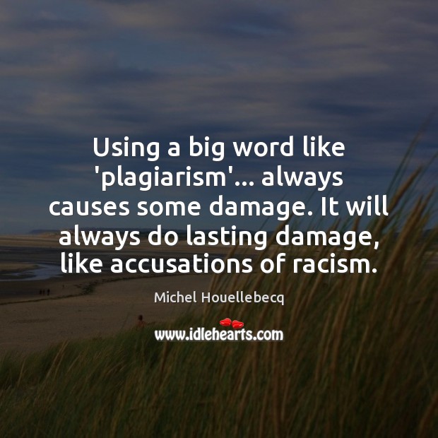 Using a big word like ‘plagiarism’… always causes some damage. It will Michel Houellebecq Picture Quote