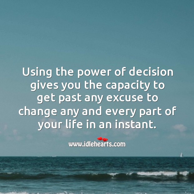 Using the power of decision gives you the capacity to get past any Image