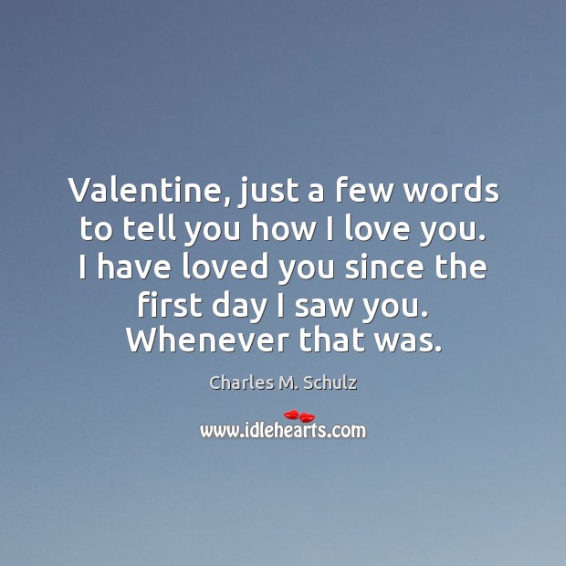 Valentine, just a few words to tell you how I love you. Charles M. Schulz Picture Quote