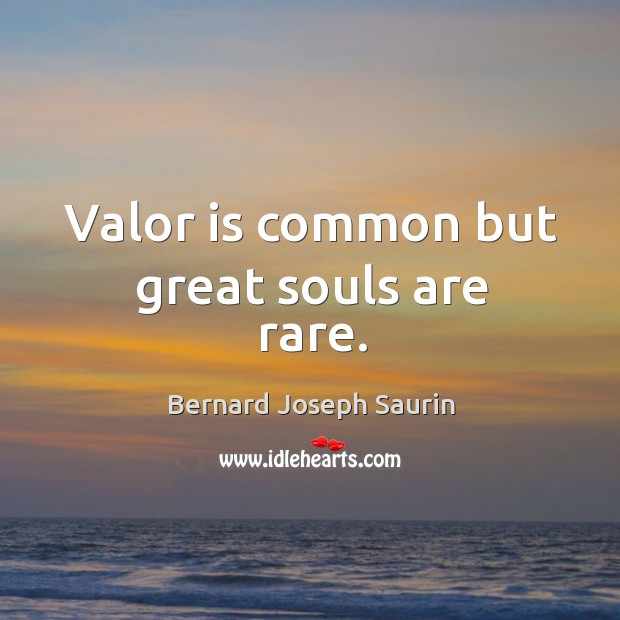 Valor is common but great souls are rare. Bernard Joseph Saurin Picture Quote