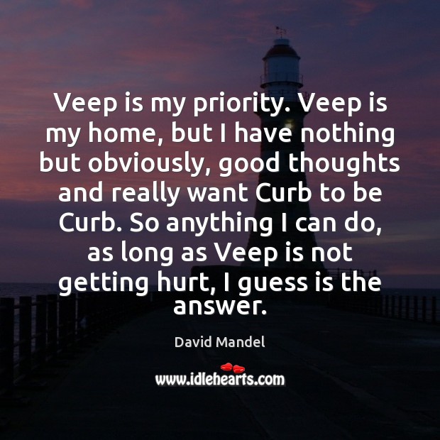 Veep is my priority. Veep is my home, but I have nothing David Mandel Picture Quote