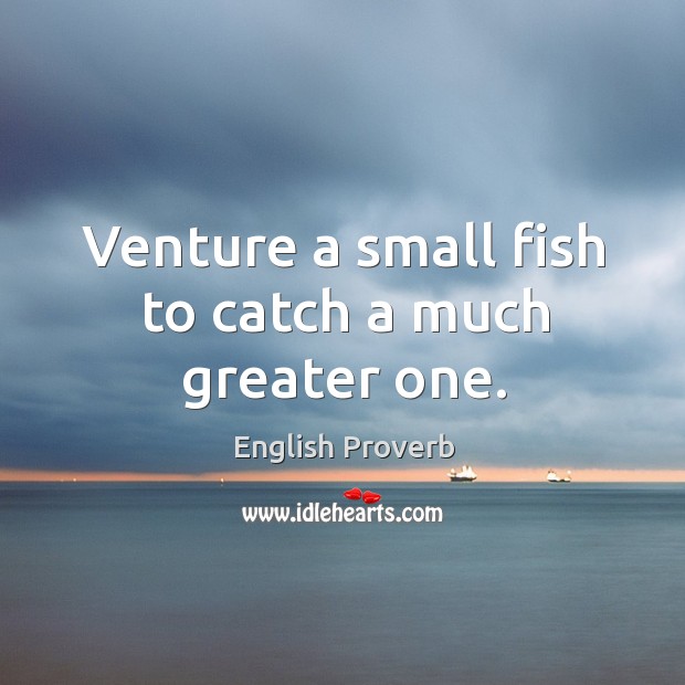 Venture a small fish to catch a much greater one. English Proverbs Image