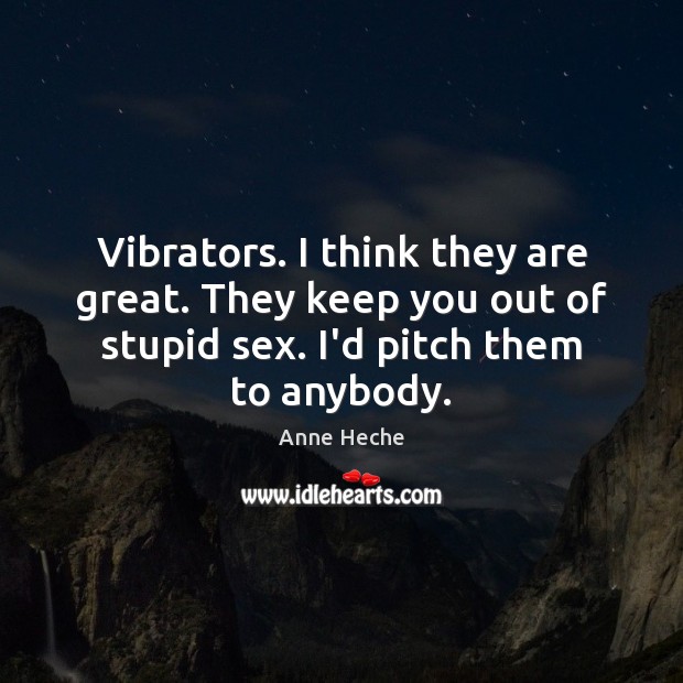 Vibrators. I think they are great. They keep you out of stupid Anne Heche Picture Quote