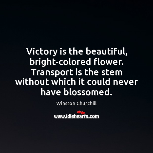 Victory is the beautiful, bright-colored flower. Transport is the stem without which Image