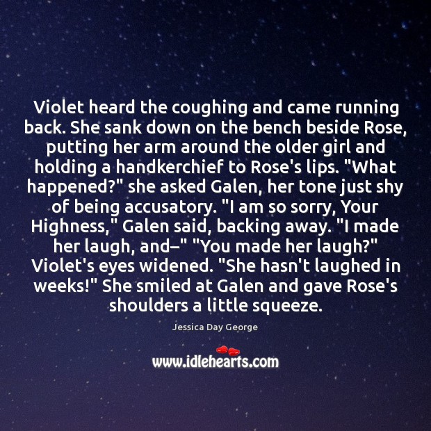 Violet heard the coughing and came running back. She sank down on Image