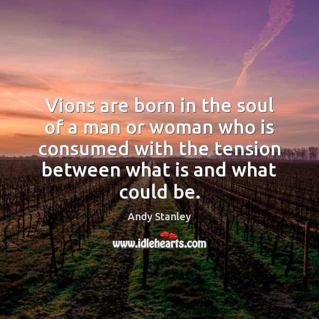 Vions are born in the soul of a man or woman who Andy Stanley Picture Quote