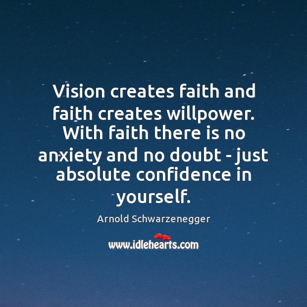 Vision creates faith and faith creates willpower. With faith there is no Image