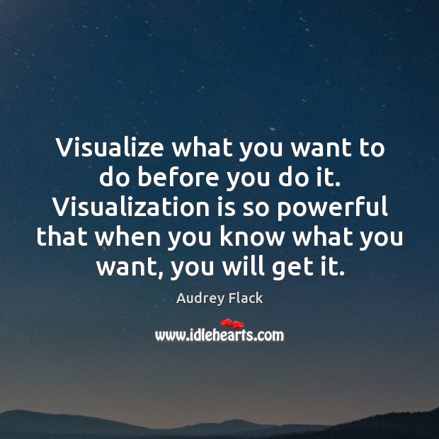 Visualize what you want to do before you do it. Visualization is Image