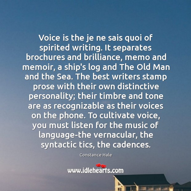 Voice is the je ne sais quoi of spirited writing. It separates Image