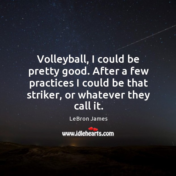 Volleyball, I could be pretty good. After a few practices I could be that striker, or whatever they call it. LeBron James Picture Quote