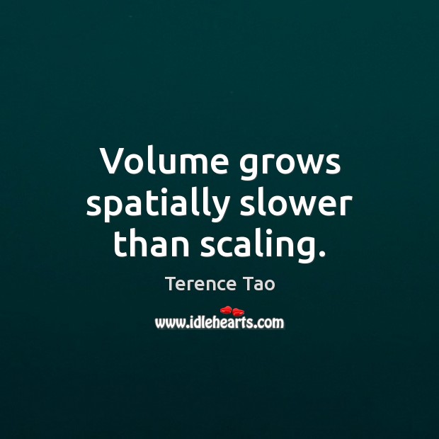 Volume grows spatially slower than scaling. Terence Tao Picture Quote