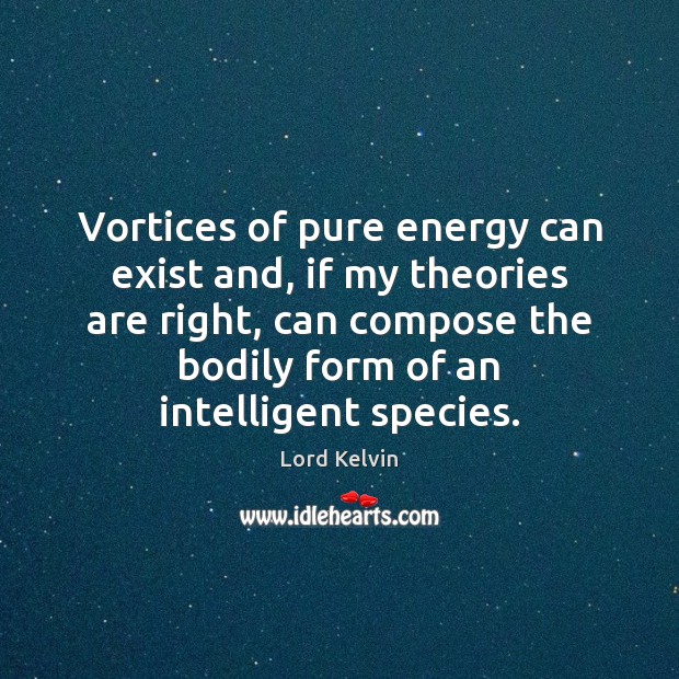 Vortices of pure energy can exist and, if my theories are right, Lord Kelvin Picture Quote
