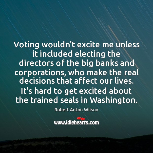Voting wouldn’t excite me unless it included electing the directors of the Robert Anton Wilson Picture Quote