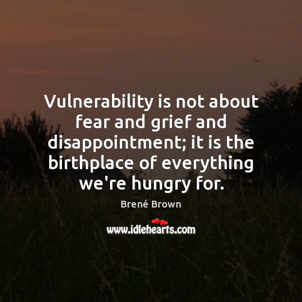 Vulnerability is not about fear and grief and disappointment; it is the 